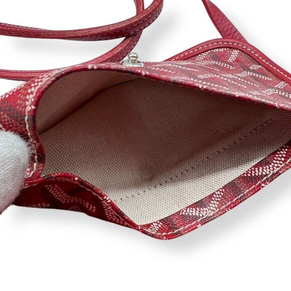 RARE Authentic Goyard Goyardine Saint Louis PM Red Shoulder Tote Bag & Pouch - Picture 15 of 16